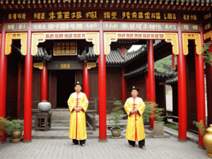 Geschichten und Traditionen im Kung-Fu oder Tai-Chi im Bild ein Tempeleingang mit Mönchen
